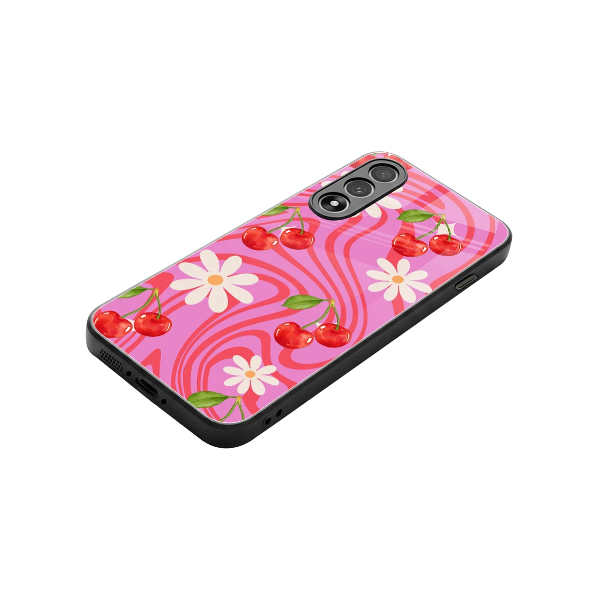 Floral Cherry stylish phone case for oneplus nord 5 | glossy glass and slim fit