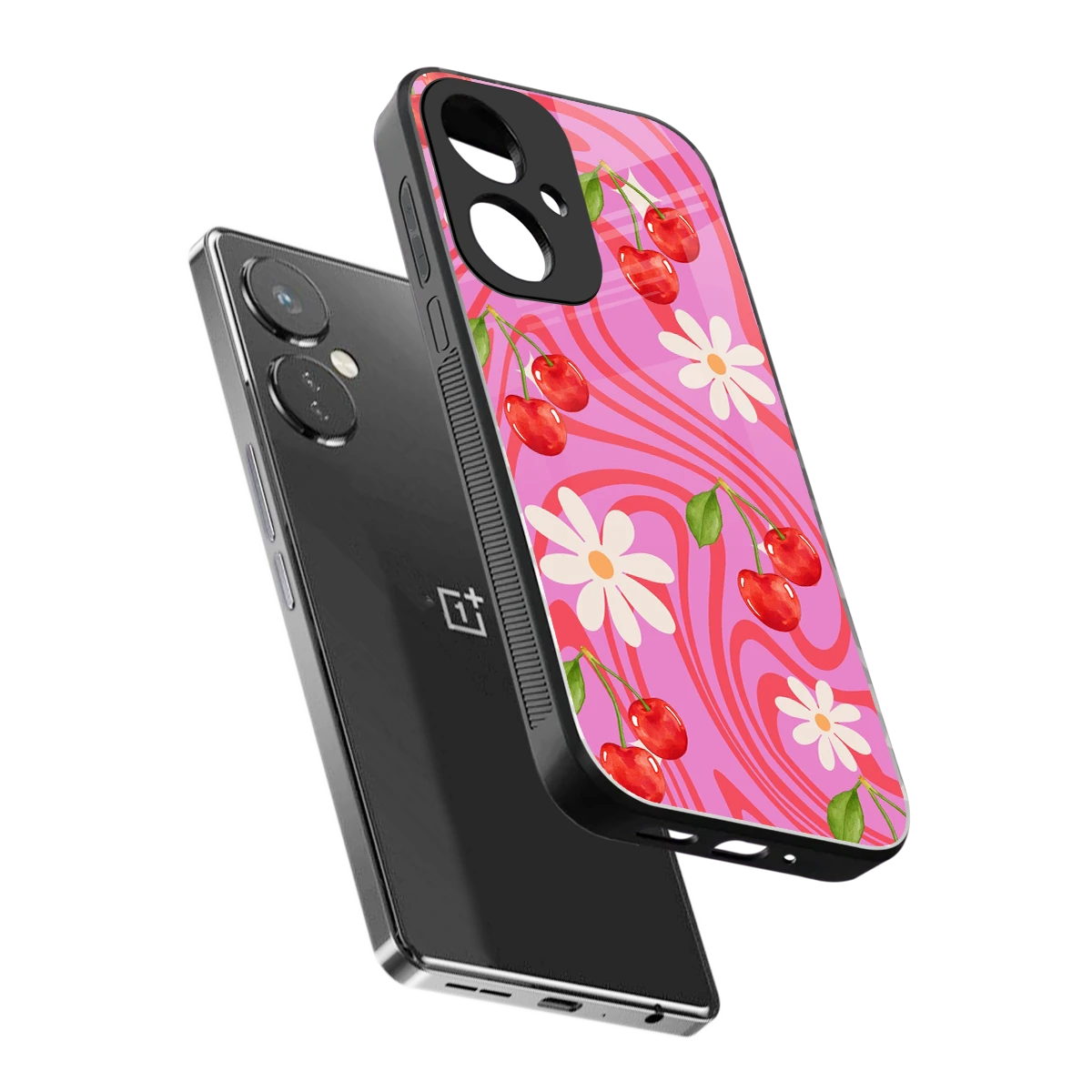 Floral Cherry sleek oneplus nord ce 3 cover with tempered glass back and TPU edges