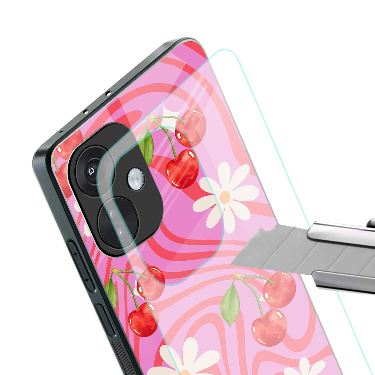 Floral Cherry stylish phone case for oneplus nord ce 3 | glossy glass and slim fit