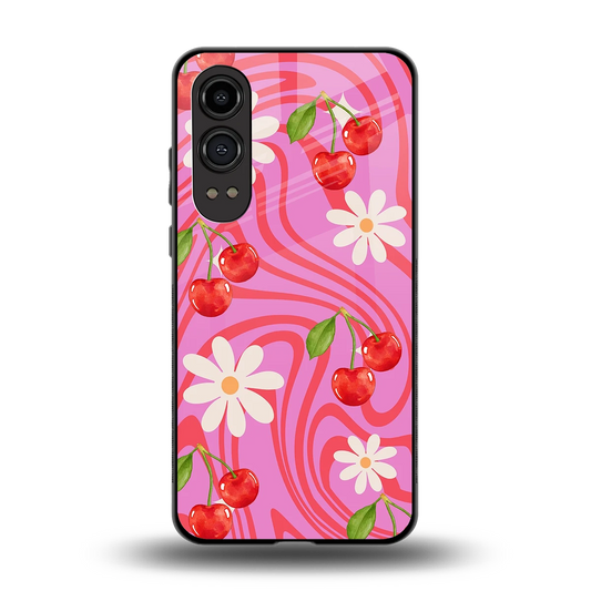 Floral Cherry back phone cover | glass case for oneplus nord ce 4 lite