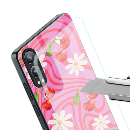 Floral Cherry stylish phone case for oneplus nord ce 4 lite | glossy glass and slim fit