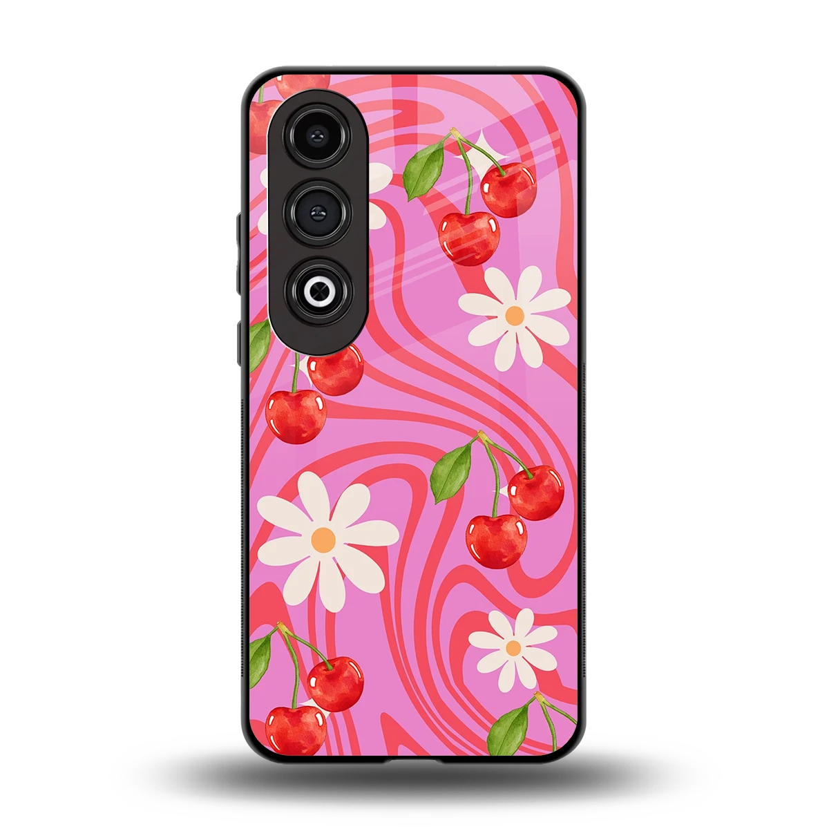 Floral Cherry back phone cover | glass case for oneplus nord ce 4