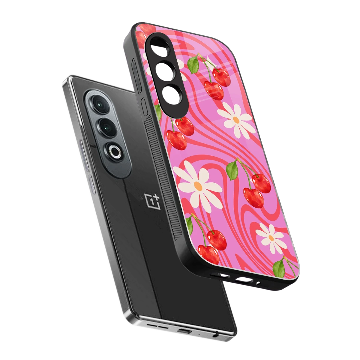 Floral Cherry sleek oneplus nord ce 4 cover with tempered glass back and TPU edges