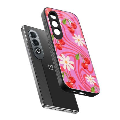 Floral Cherry sleek oneplus nord ce 4 cover with tempered glass back and TPU edges