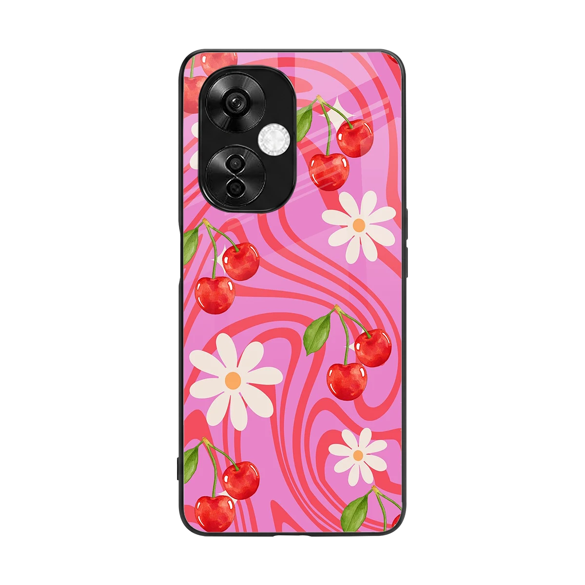 Floral Cherry back phone cover | glass case for oneplus nord ce 3 lite