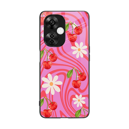 Floral Cherry back phone cover | glass case for oneplus nord ce 3 lite