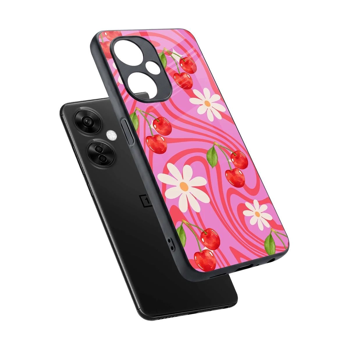 Floral Cherry sleek oneplus nord ce 3 lite cover with tempered glass back and TPU edges