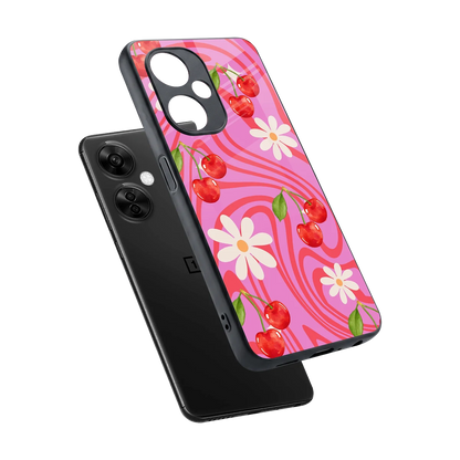 Floral Cherry sleek oneplus nord ce 3 lite cover with tempered glass back and TPU edges