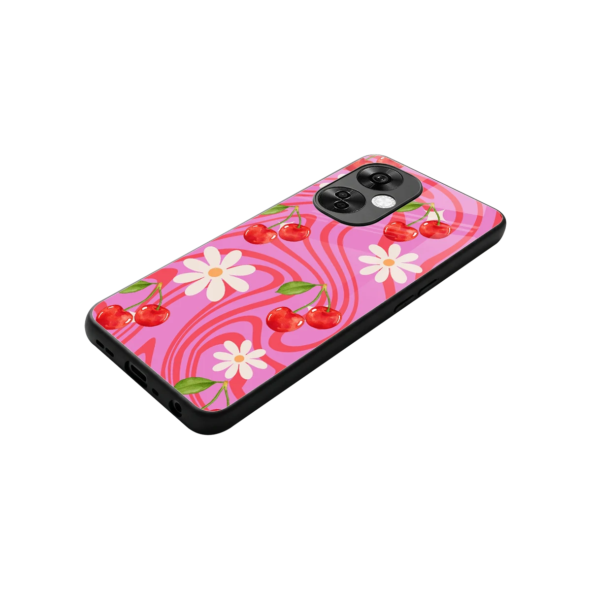 Floral Cherry stylish phone case for oneplus nord ce 3 lite | glossy glass and slim fit