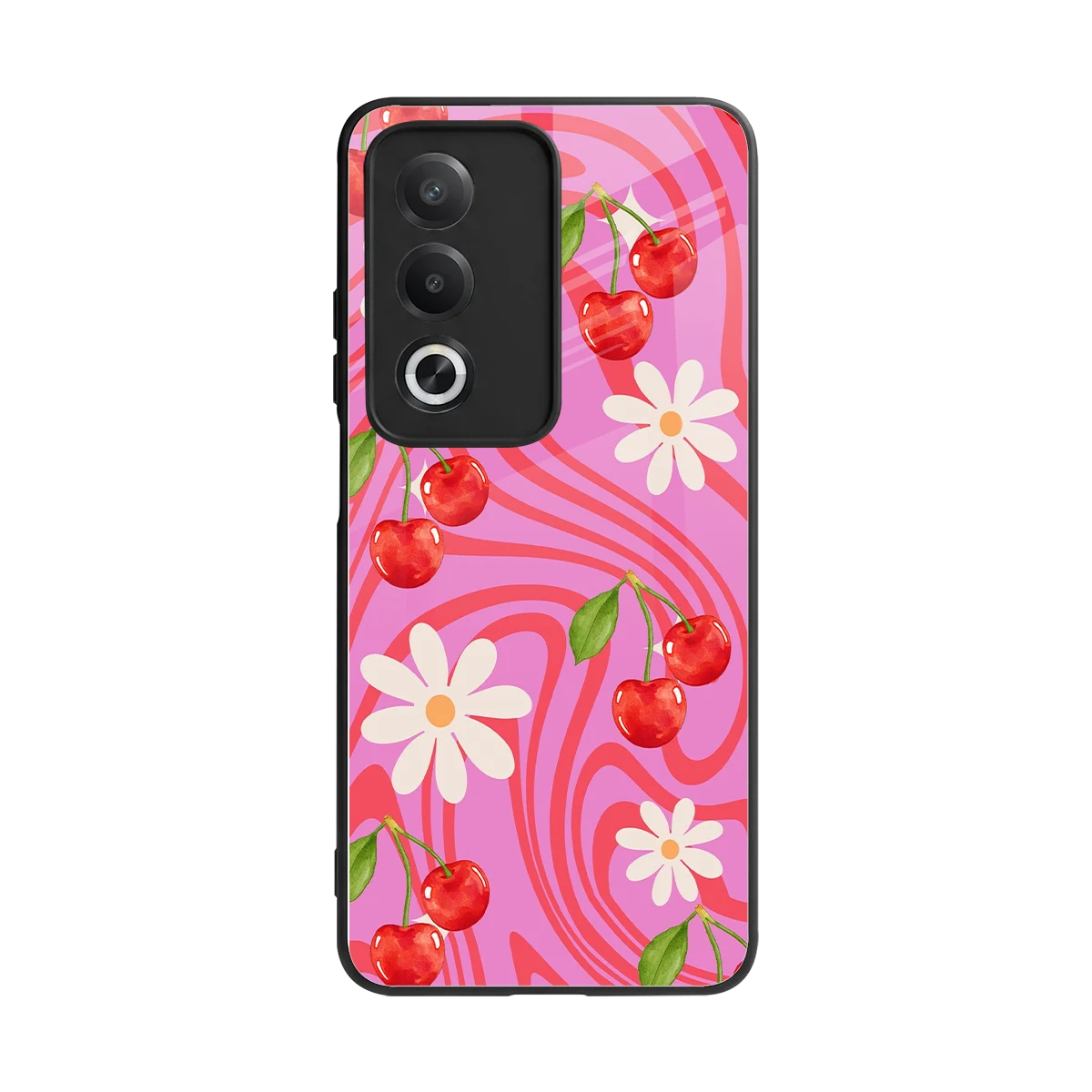 Floral Cherry back phone cover | glass case for oppo a3 pro