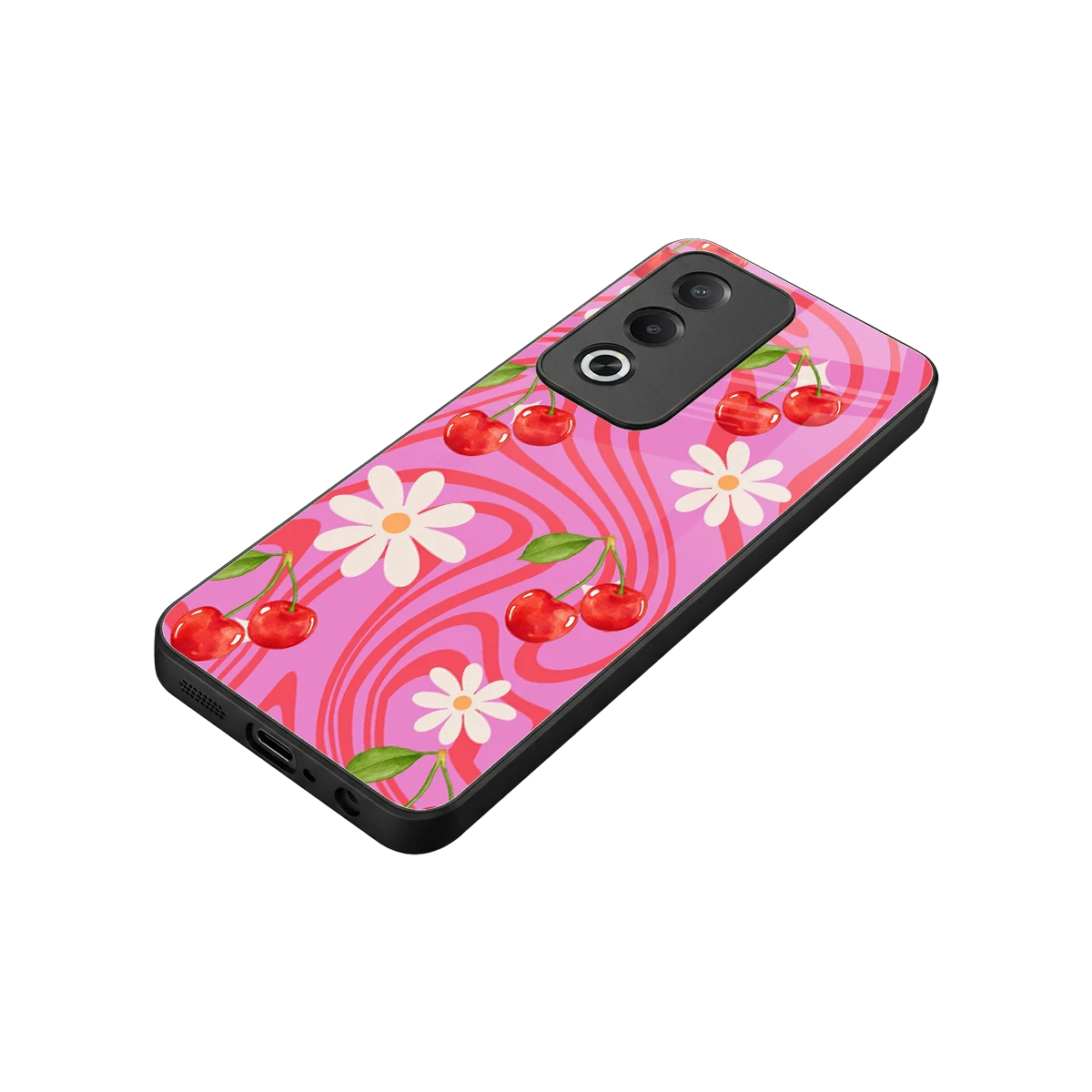 Floral Cherry stylish phone case for oppo a3 pro | glossy glass and slim fit