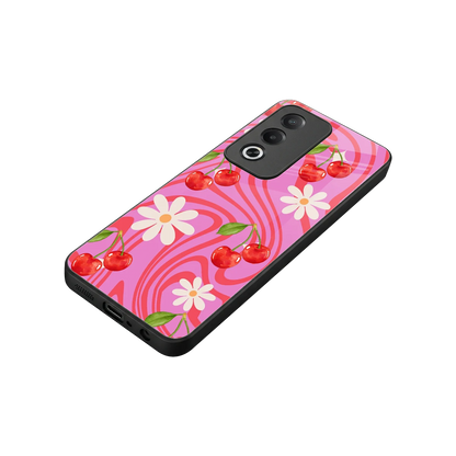 Floral Cherry stylish phone case for oppo a3 pro | glossy glass and slim fit