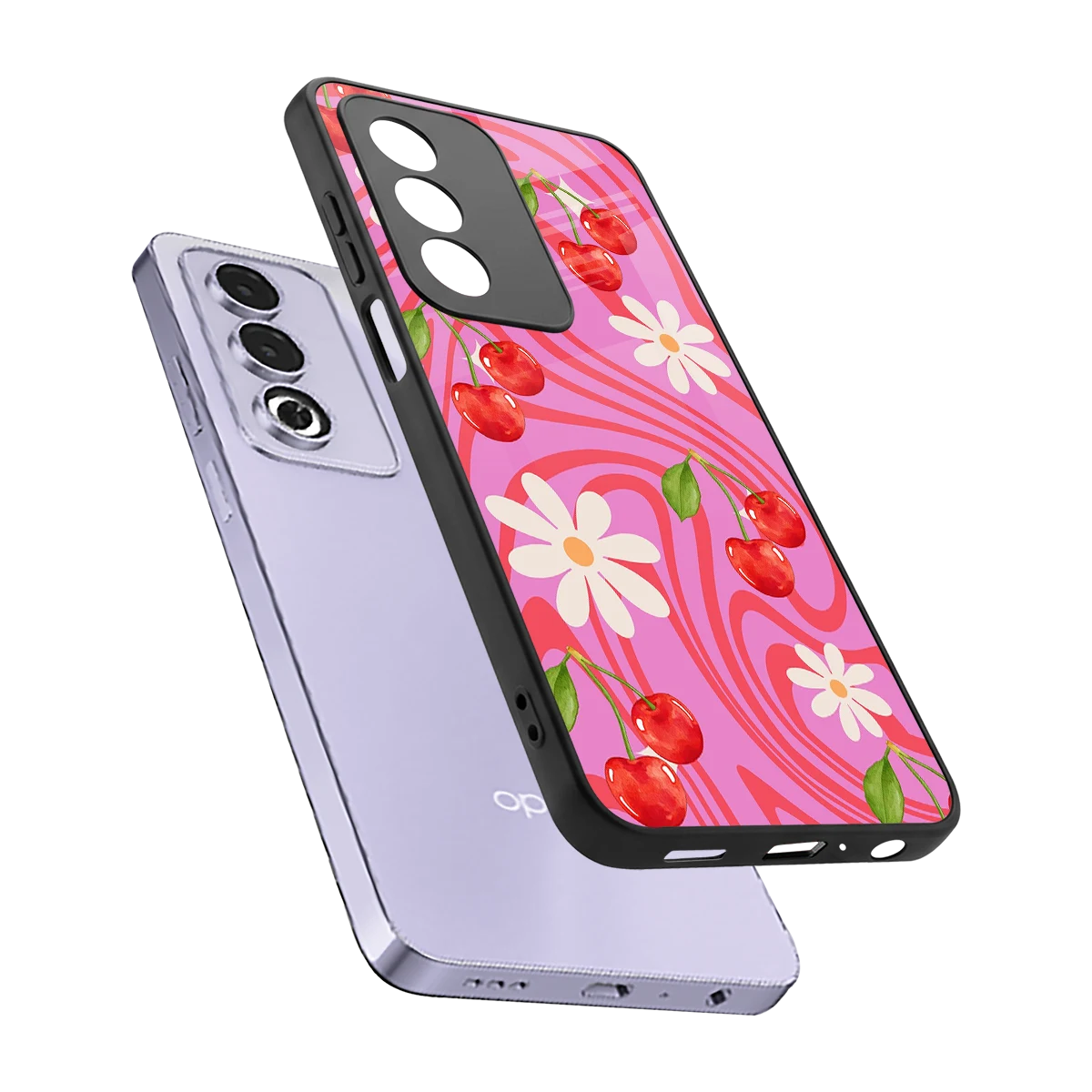Floral Cherry sleek oppo a3 pro cover with tempered glass back and TPU edges