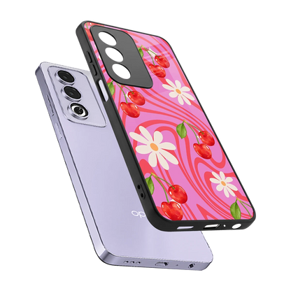 Floral Cherry sleek oppo a3 pro cover with tempered glass back and TPU edges