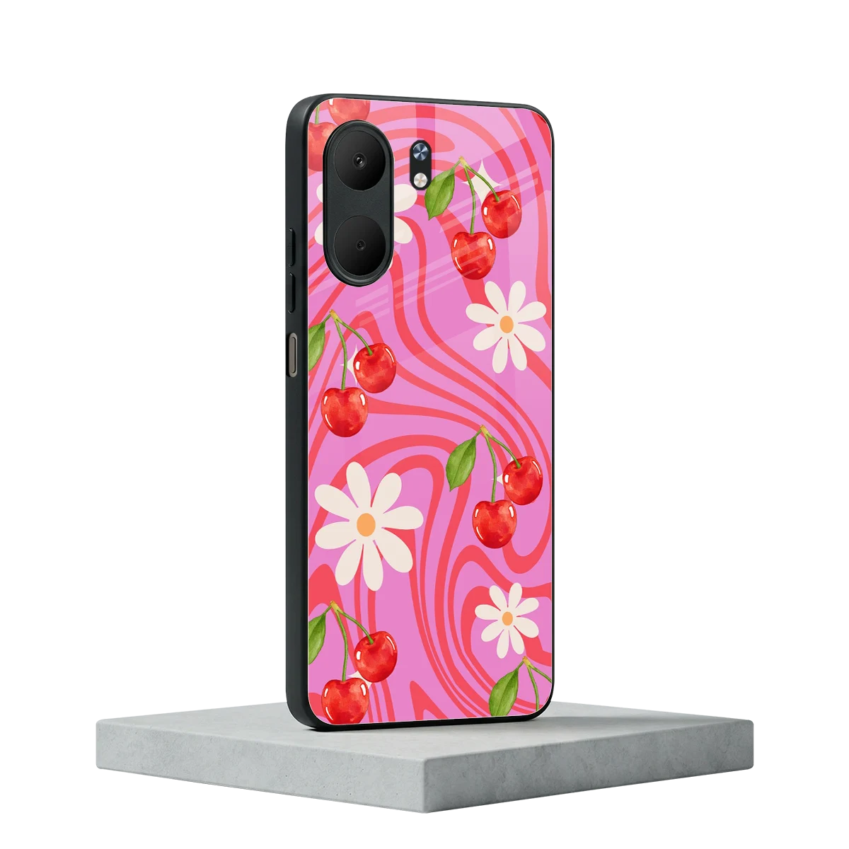 Floral Cherry oppo a5x 5g mobile cover | shockproof glass phone case