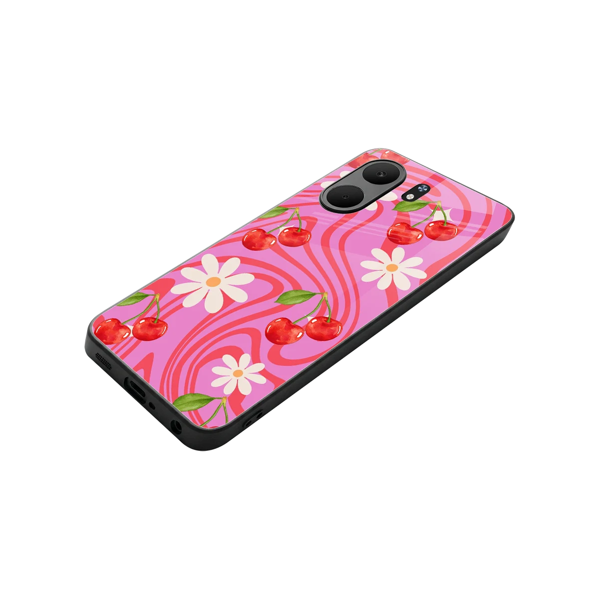 Floral Cherry stylish phone case for oppo a5x 5g | glossy glass and slim fit