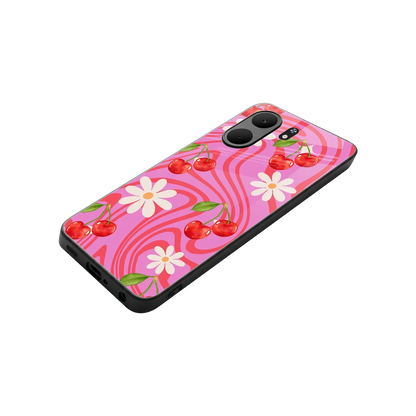 Floral Cherry stylish phone case for oppo a5x 5g | glossy glass and slim fit