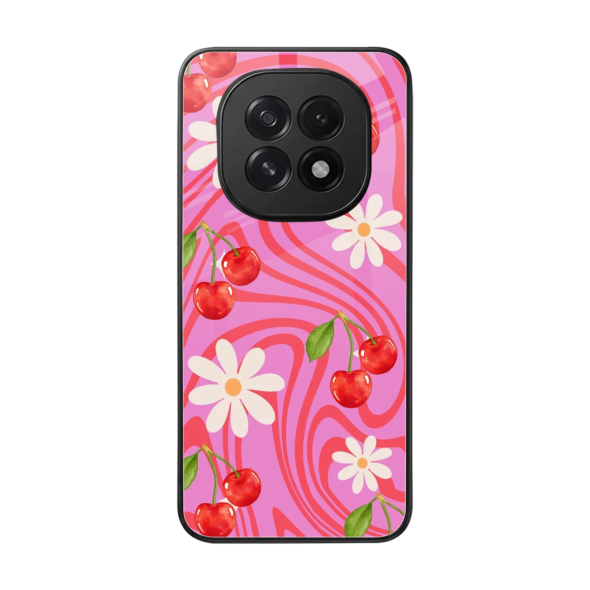 Floral Cherry back phone cover | glass case for oppo f29 5g