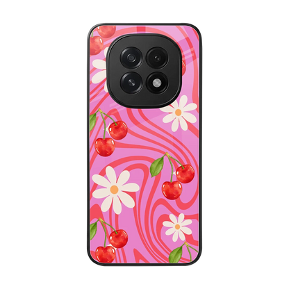 Floral Cherry back phone cover | glass case for oppo f29 5g