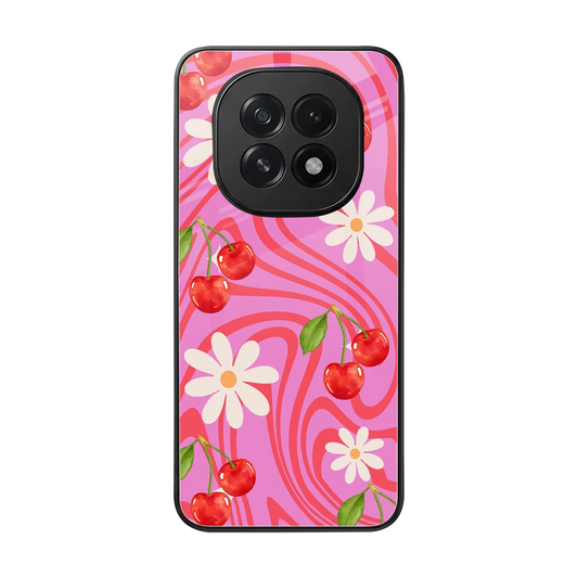 Floral Cherry back phone cover | glass case for oppo f29 5g