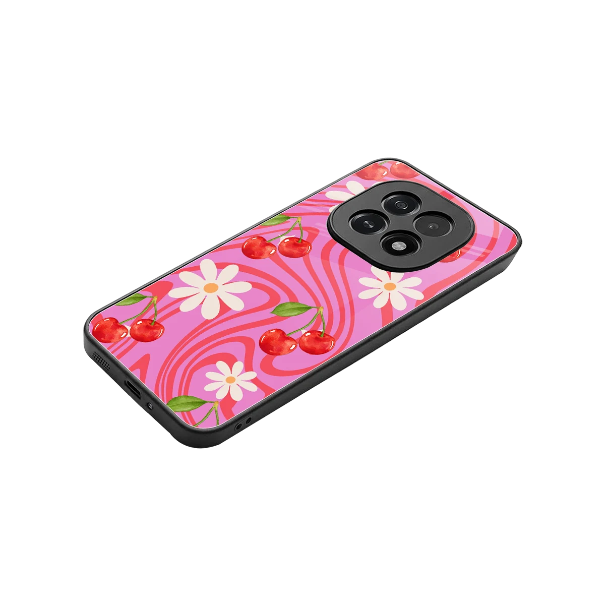 Floral Cherry stylish phone case for oppo f29 5g | glossy glass and slim fit