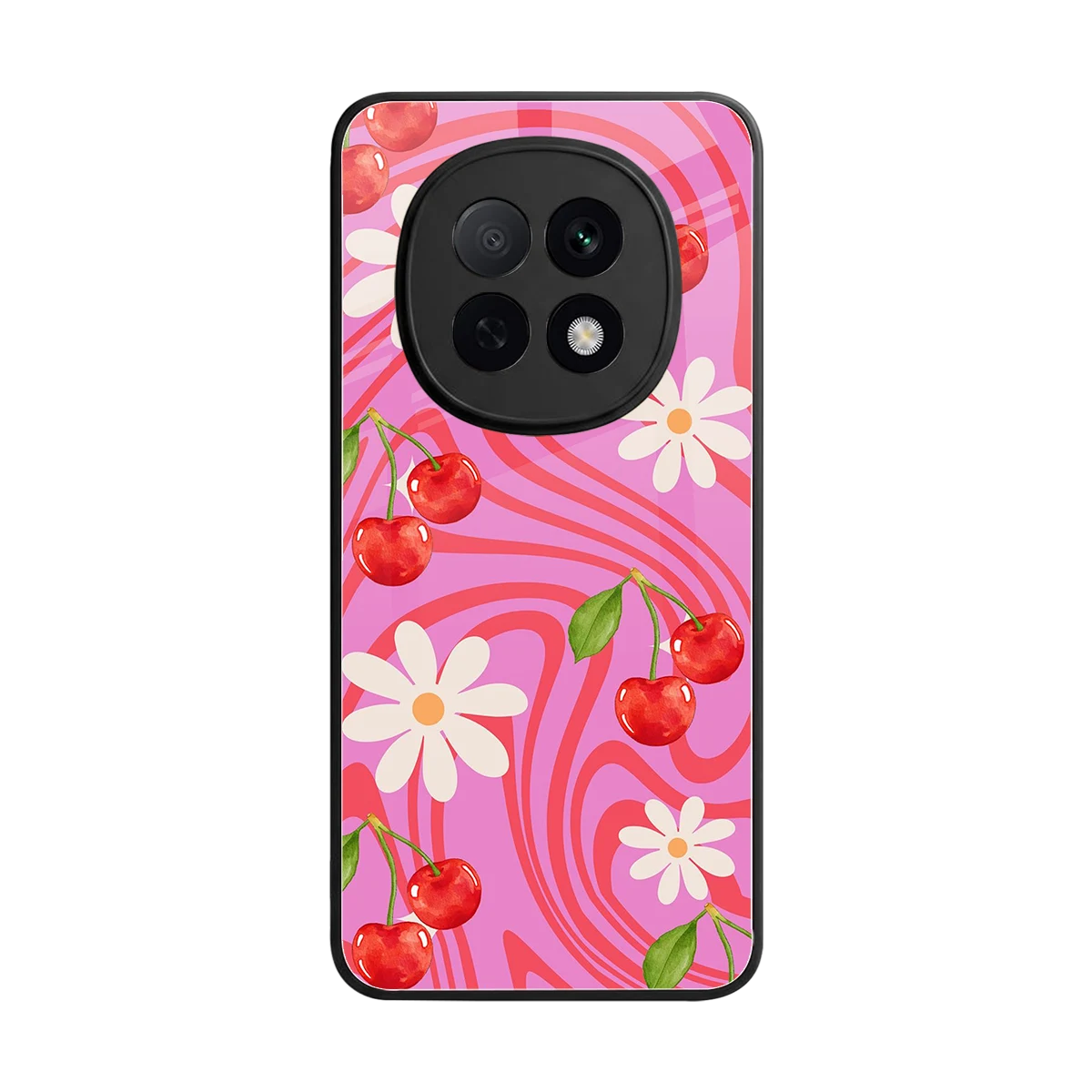 Floral Cherry back phone cover | glass case for oppo f29 pro 5g