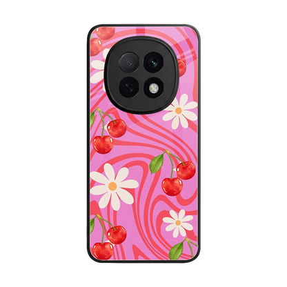 Floral Cherry back phone cover | glass case for oppo f29 pro 5g