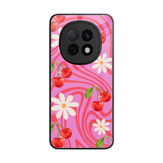 Floral Cherry back phone cover | glass case for oppo f29 pro 5g