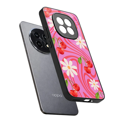 Floral Cherry sleek oppo f29 pro 5g cover with tempered glass back and TPU edges
