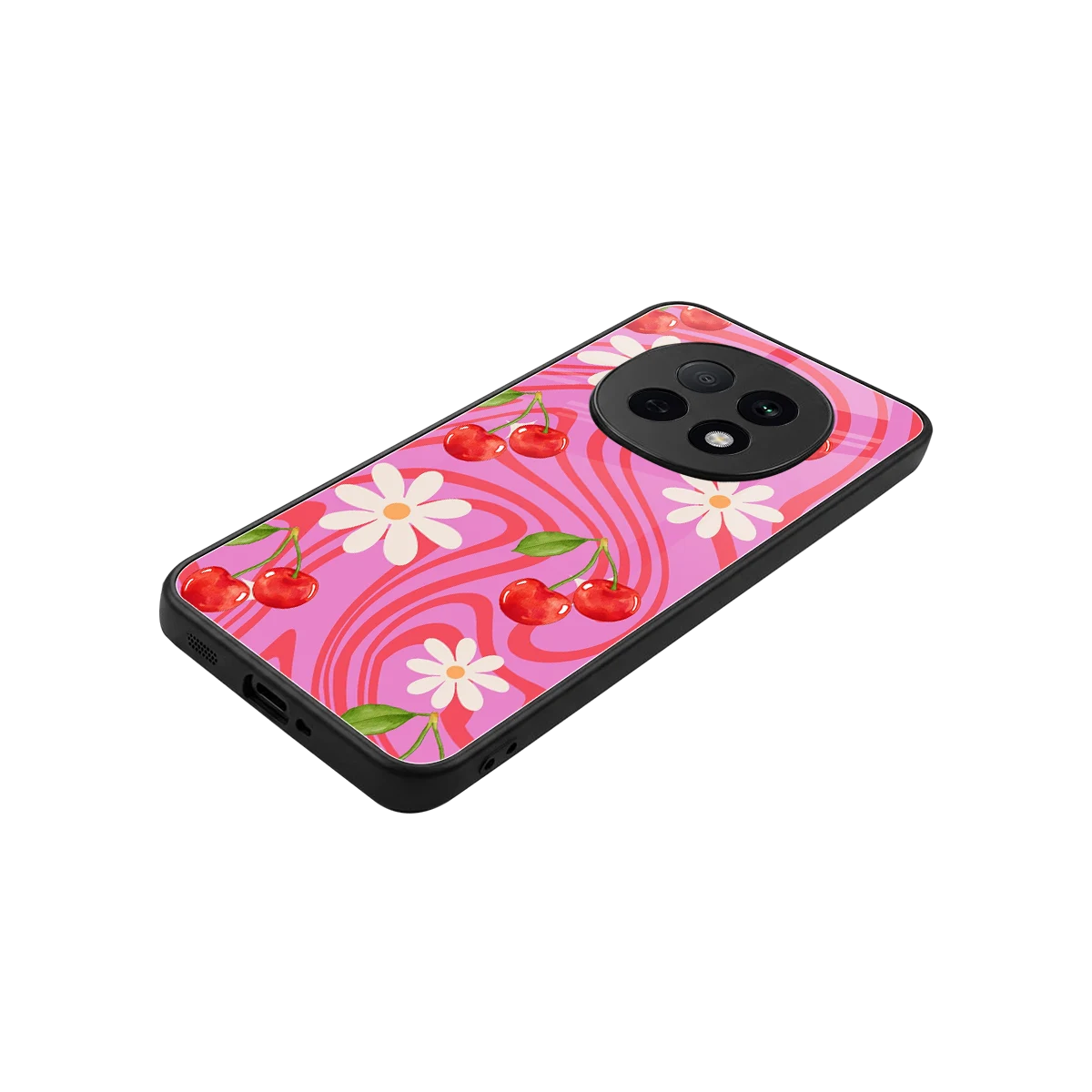 Floral Cherry stylish phone case for oppo f29 pro 5g | glossy glass and slim fit