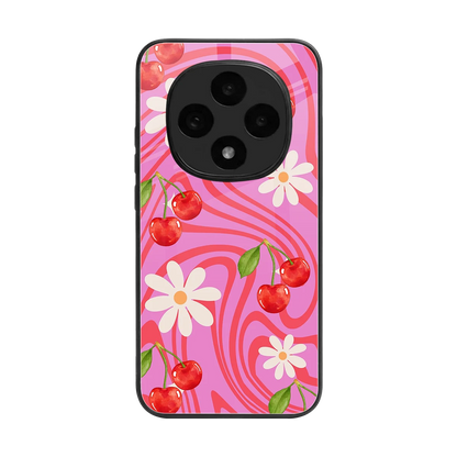 Floral Cherry back phone cover | glass case for oppo f31 pro 5g
