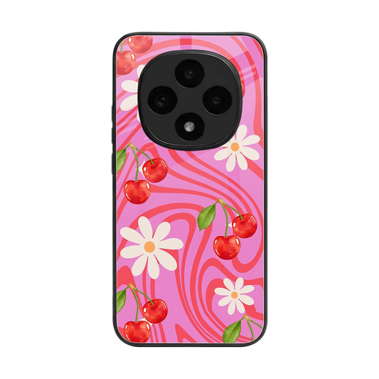 Floral Cherry back phone cover | glass case for oppo f31 pro 5g