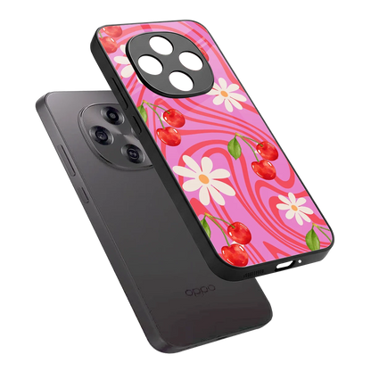 Floral Cherry sleek oppo f31 pro 5g cover with tempered glass back and TPU edges