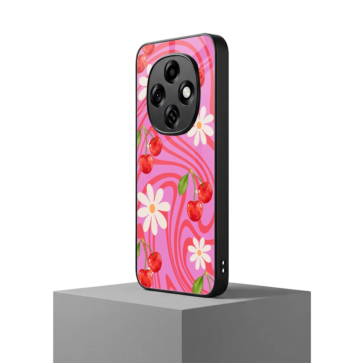 Floral Cherry oppo f31 pro 5g mobile cover | shockproof glass phone case