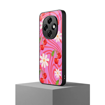 Floral Cherry oppo f31 pro 5g mobile cover | shockproof glass phone case