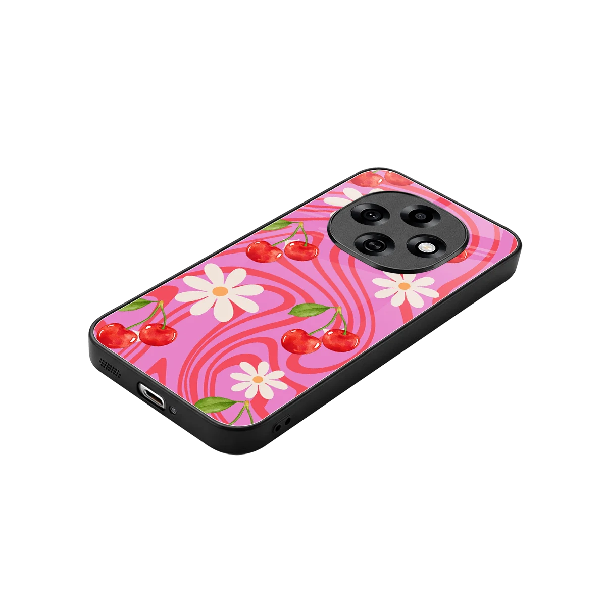 Floral Cherry stylish phone case for oppo f31 pro 5g | glossy glass and slim fit