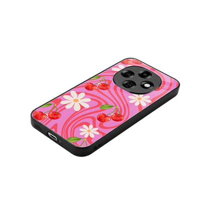 Floral Cherry stylish phone case for oppo f31 pro 5g | glossy glass and slim fit