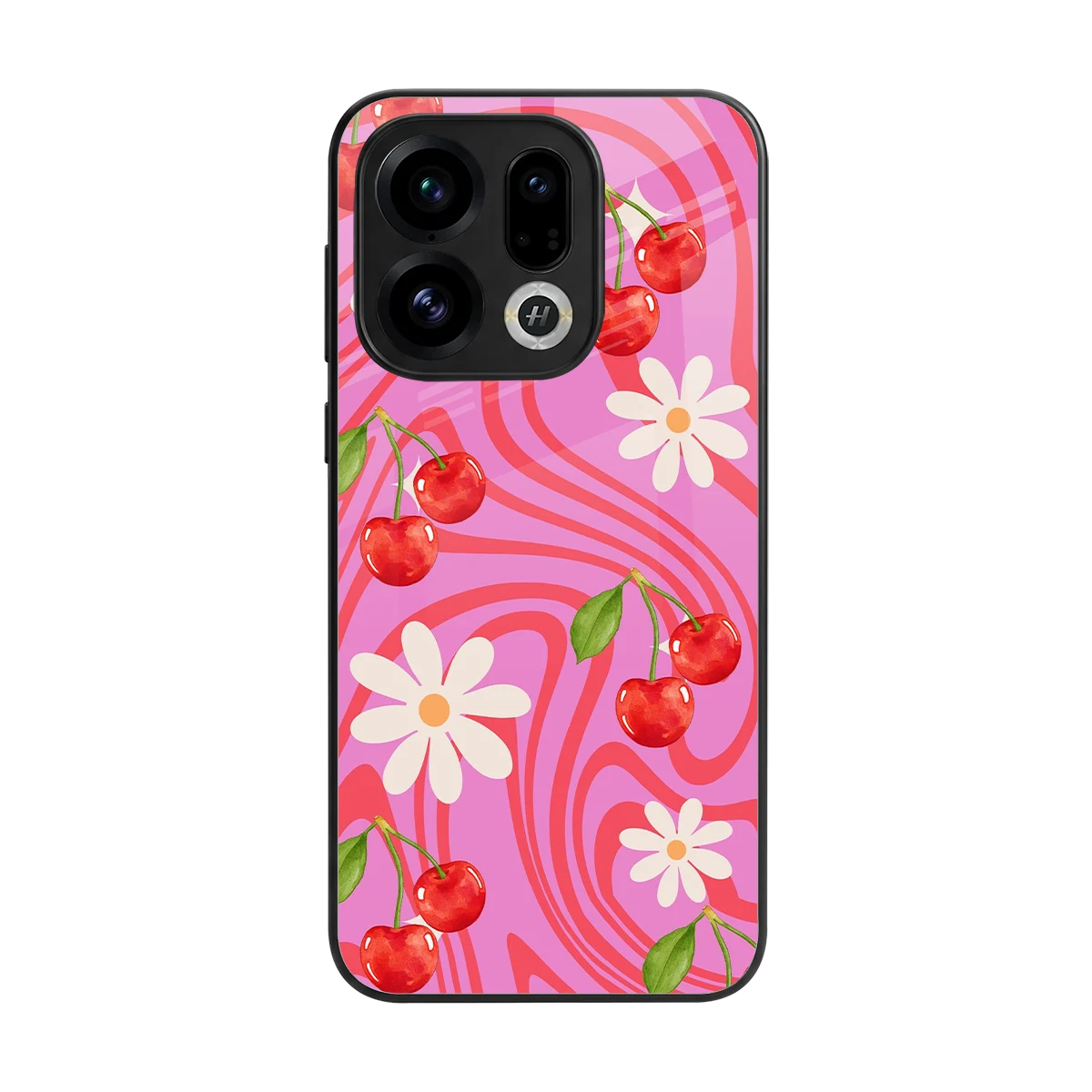 Floral Cherry back phone cover | glass case for oppo find x9
