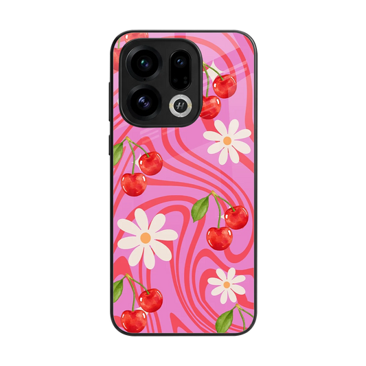 Floral Cherry back phone cover | glass case for oppo find x9