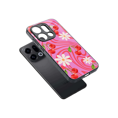 Floral Cherry sleek oppo find x9 cover with tempered glass back and TPU edges