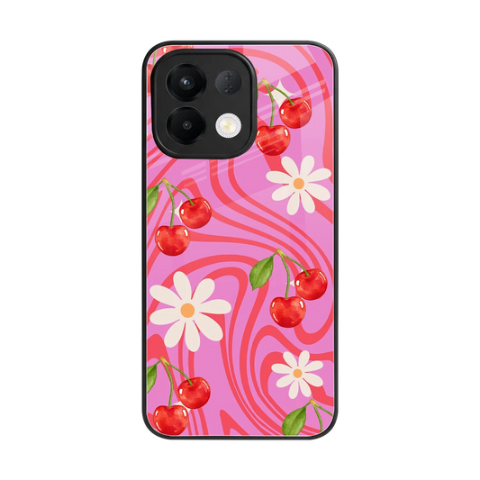 Floral Cherry back phone cover | glass case for oppo k13 5g