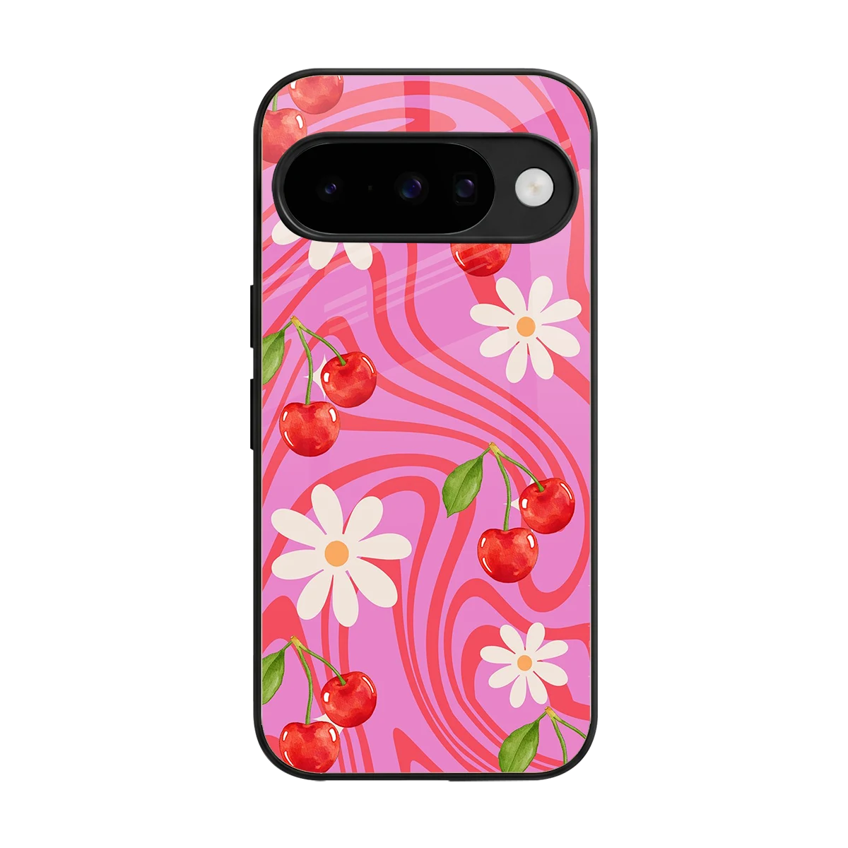 Floral Cherry back phone cover | glass case for google pixel 10