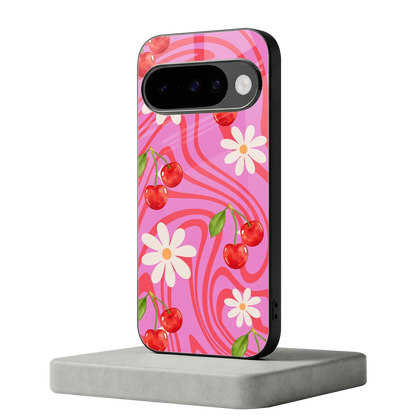 Floral Cherry google pixel 10 mobile cover | shockproof glass phone case