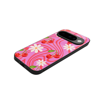 Floral Cherry stylish phone case for google pixel 10 | glossy glass and slim fit