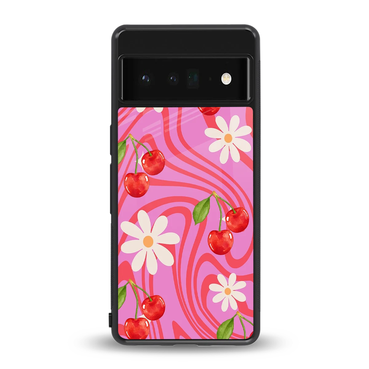 Floral Cherry back phone cover | glass case for google pixel 6 pro