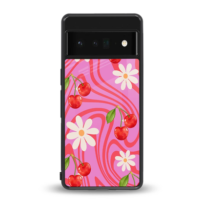 Floral Cherry back phone cover | glass case for google pixel 6 pro