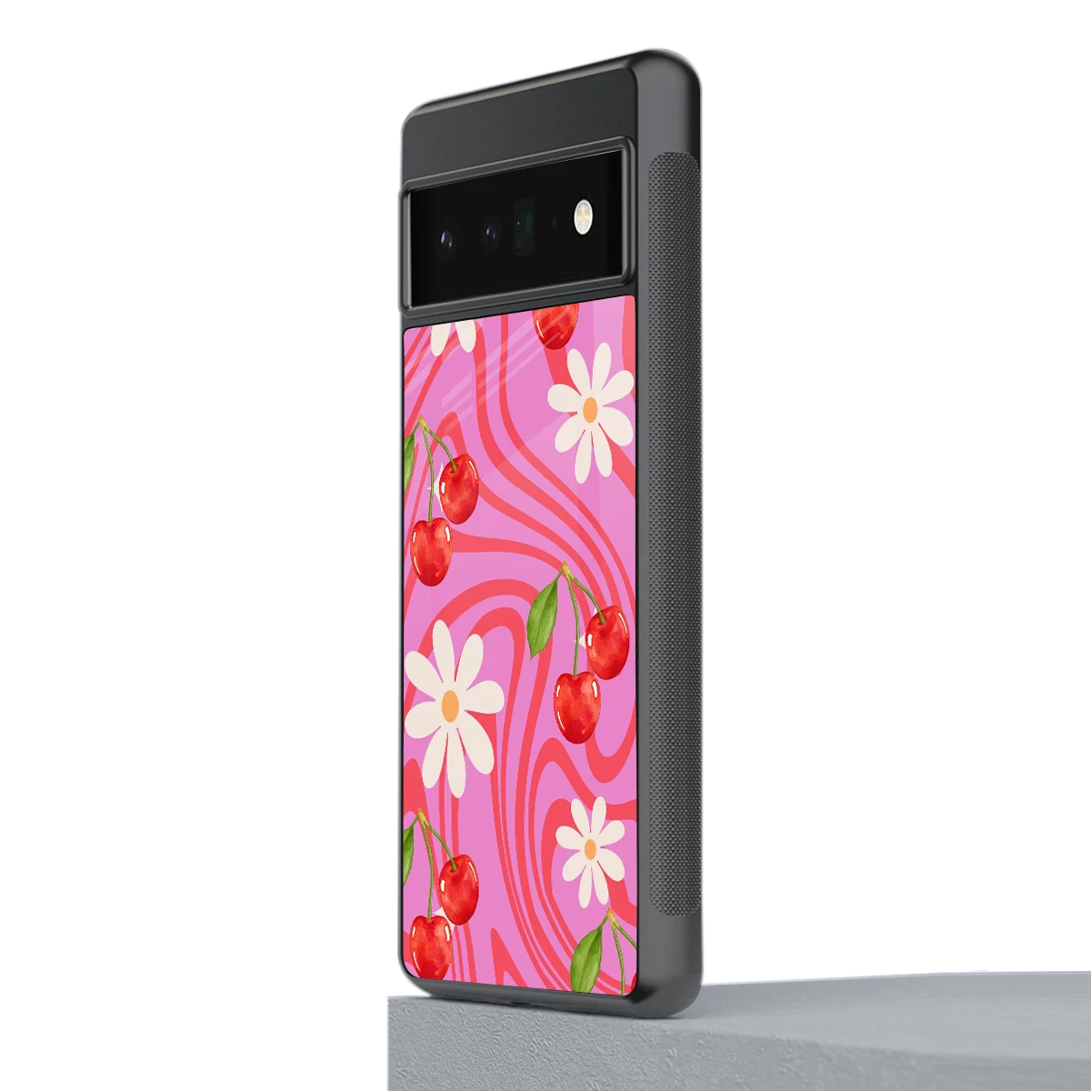 Floral Cherry stylish phone case for google pixel 6 pro | glossy glass and slim fit