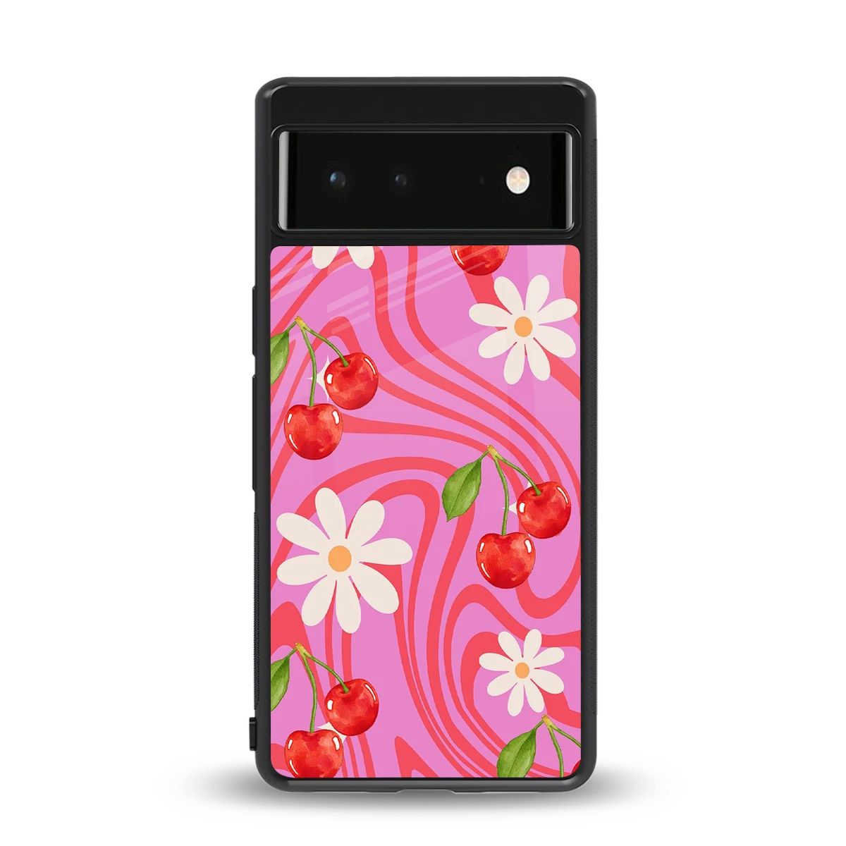 Floral Cherry back phone cover | glass case for google pixel 6a