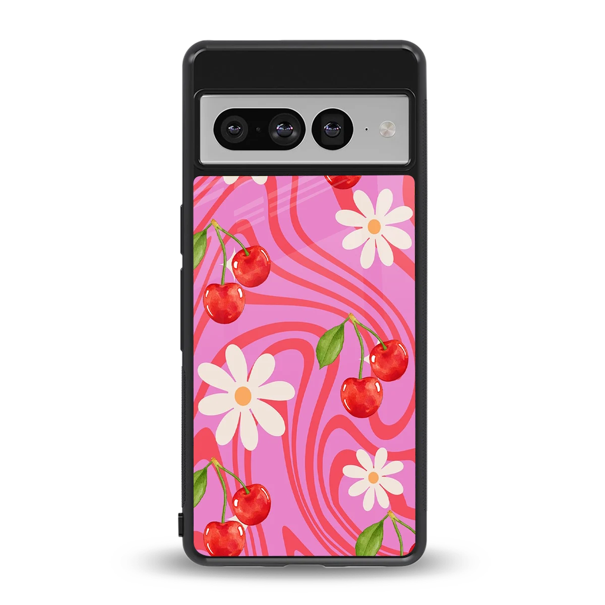 Floral Cherry back phone cover | glass case for google pixel 7 pro
