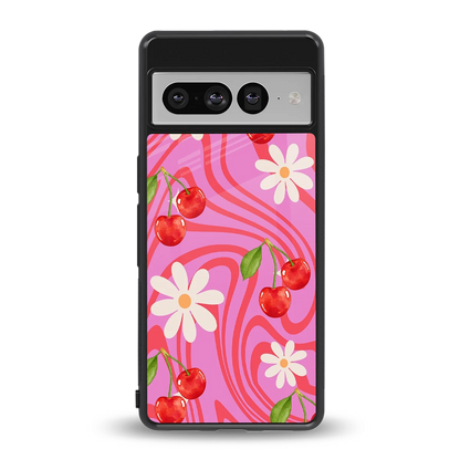 Floral Cherry back phone cover | glass case for google pixel 7 pro